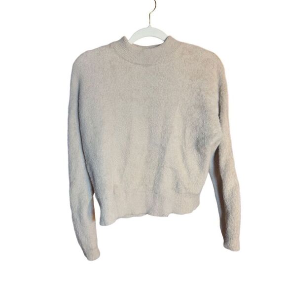 BAILEY 44 Fuzzy Beige Tan Mock Neck Pullover Sweater Long Sleeve Sz M - Picture 1 of 8